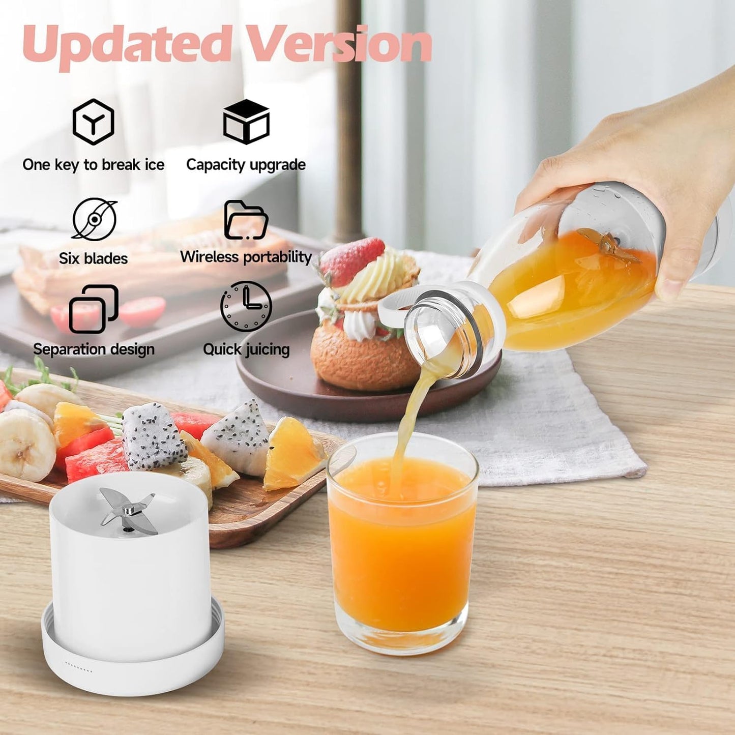 SUPER BLENDER - for Shakes and Smoothies Fruits Vegetables Juice Maker Grinder Mixer Strong Cutting Bottle Sports Travel Outdoors Gym (muticolor)