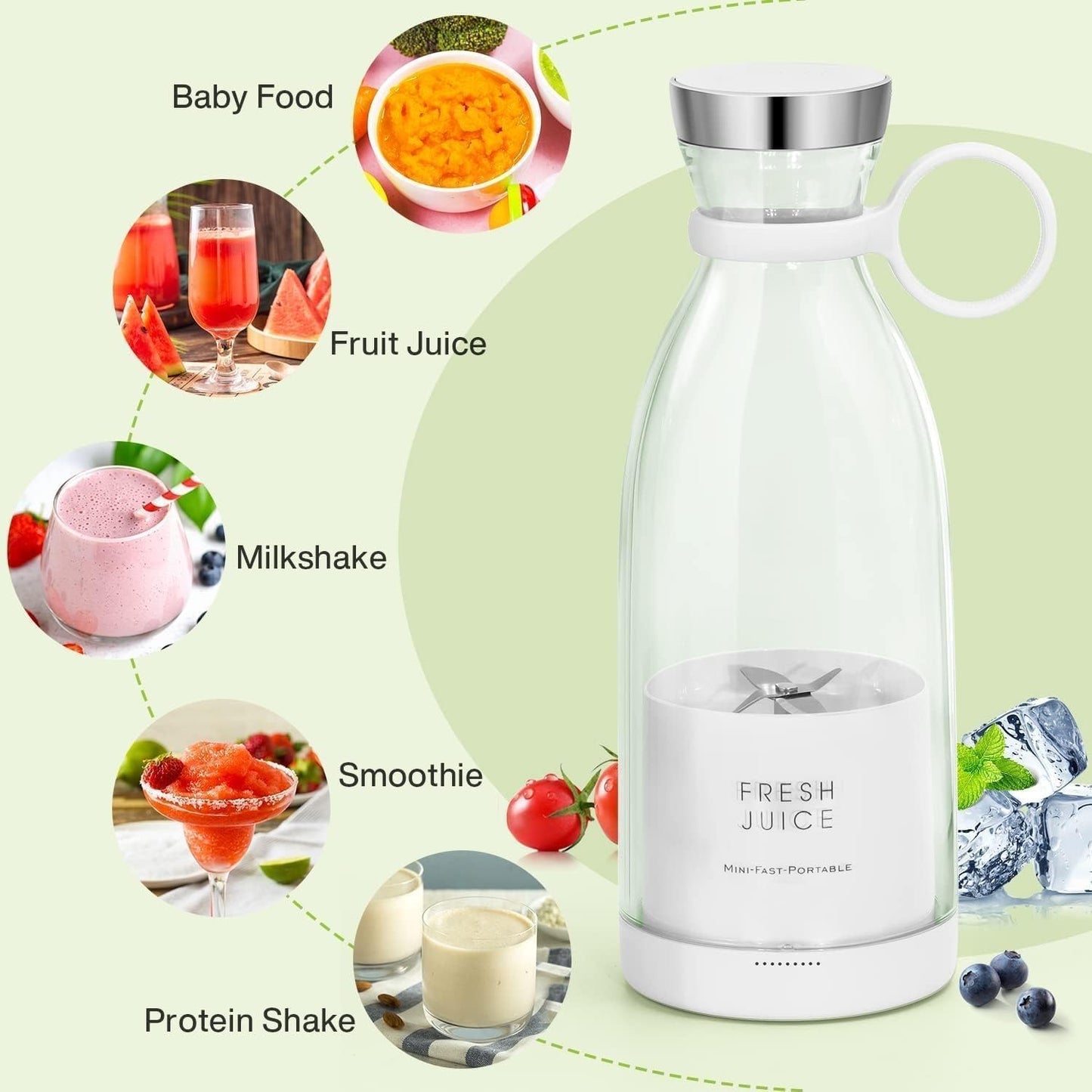 SUPER BLENDER - for Shakes and Smoothies Fruits Vegetables Juice Maker Grinder Mixer Strong Cutting Bottle Sports Travel Outdoors Gym (muticolor)