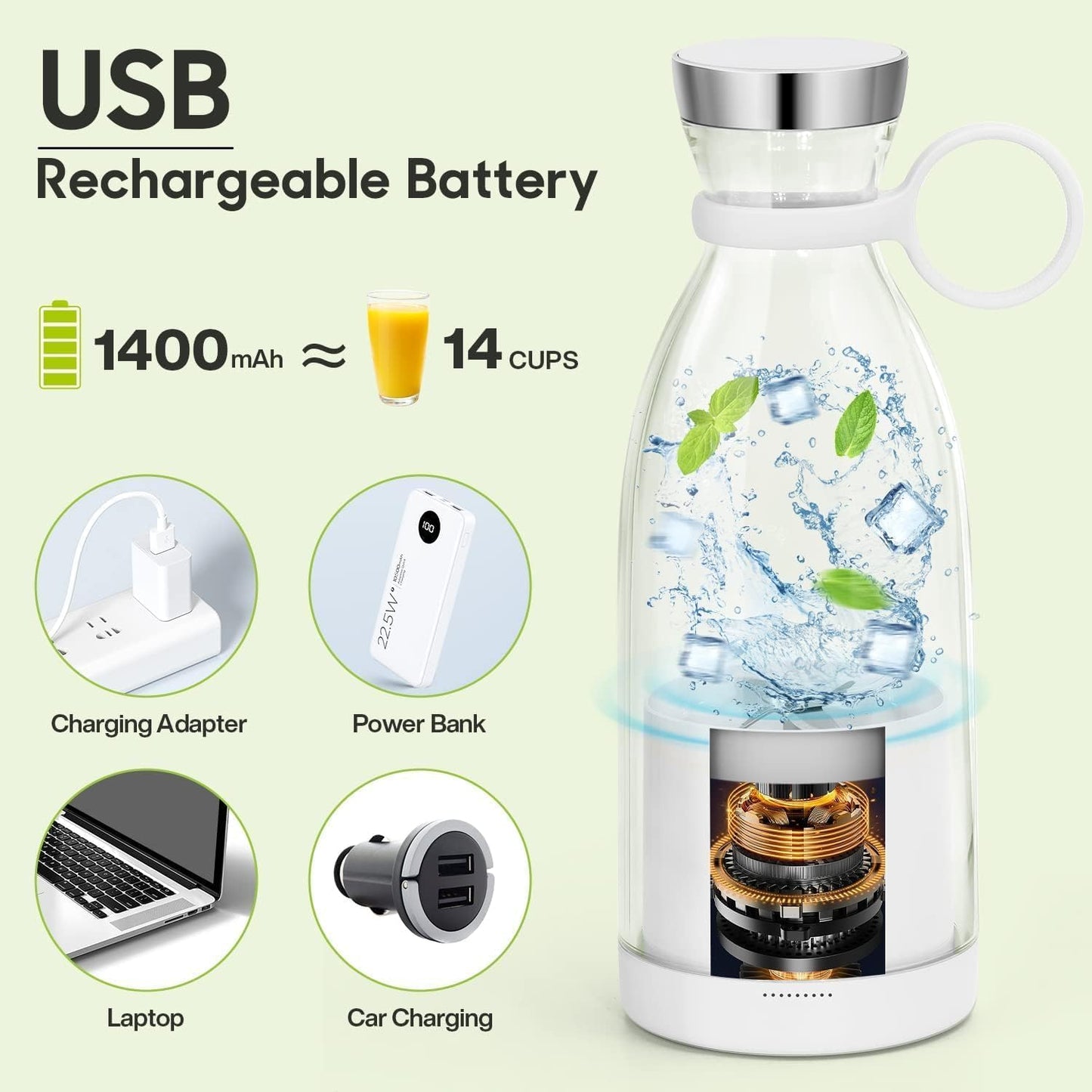 SUPER BLENDER - for Shakes and Smoothies Fruits Vegetables Juice Maker Grinder Mixer Strong Cutting Bottle Sports Travel Outdoors Gym (muticolor)